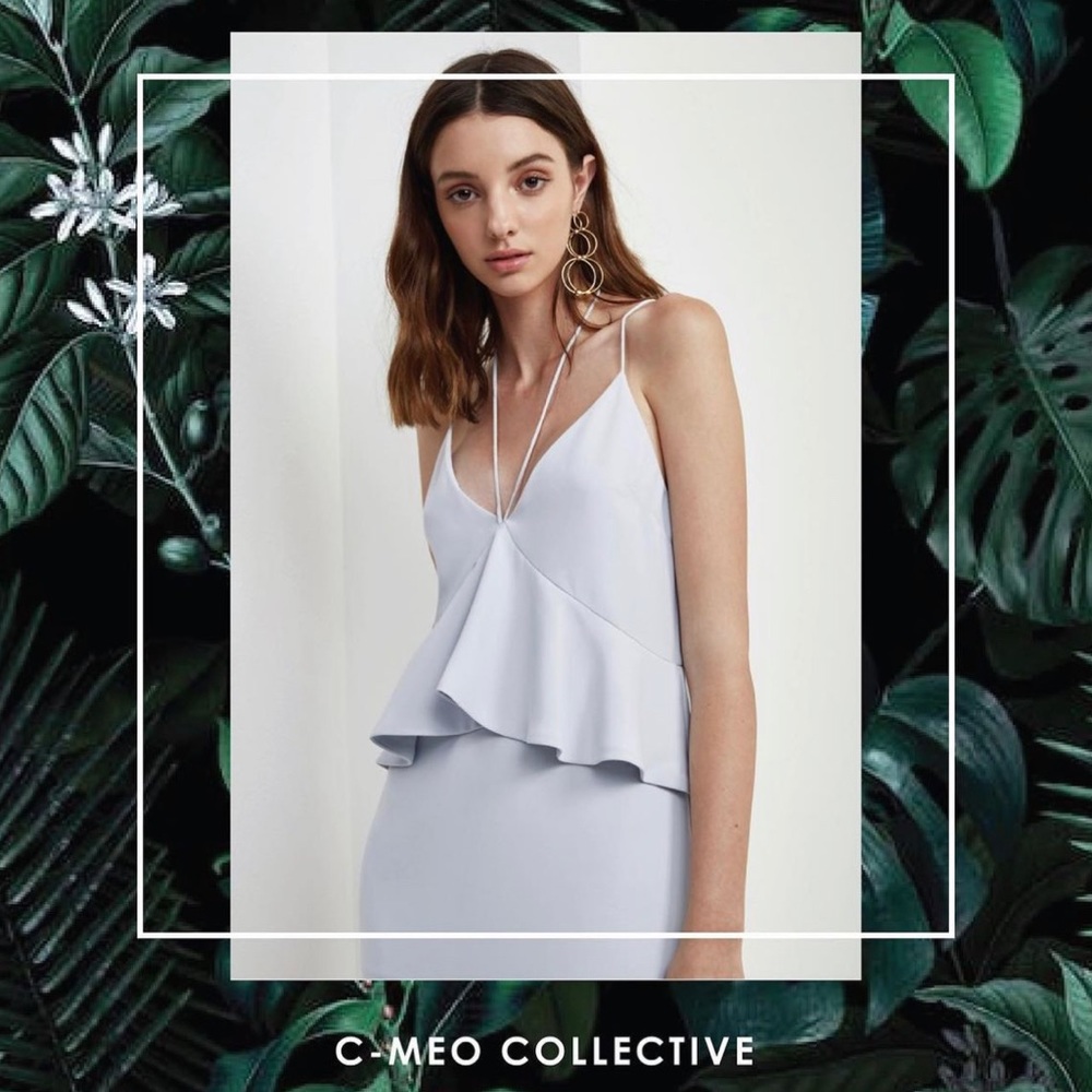 C/MEO Collective Halter Tie Lose Control Midi Dress  Frill Detail  Glaci…